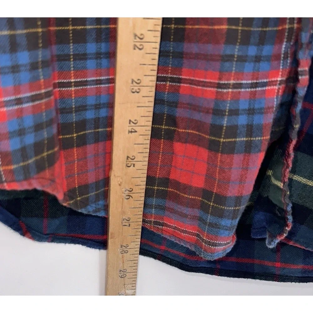 J Crew Mens Medium Patchwork Plaid Tartan Flannel Button Up‎ Long Sleeve Pocket